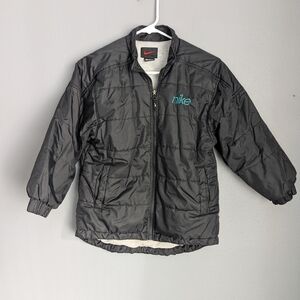 Vintage Nike kids jacket windbreaker exterior fleece line cotton interior size 8